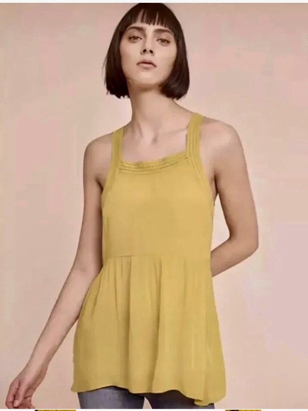Lilka for Anthropologie's  Esmerelda yellow babydoll blouse size small